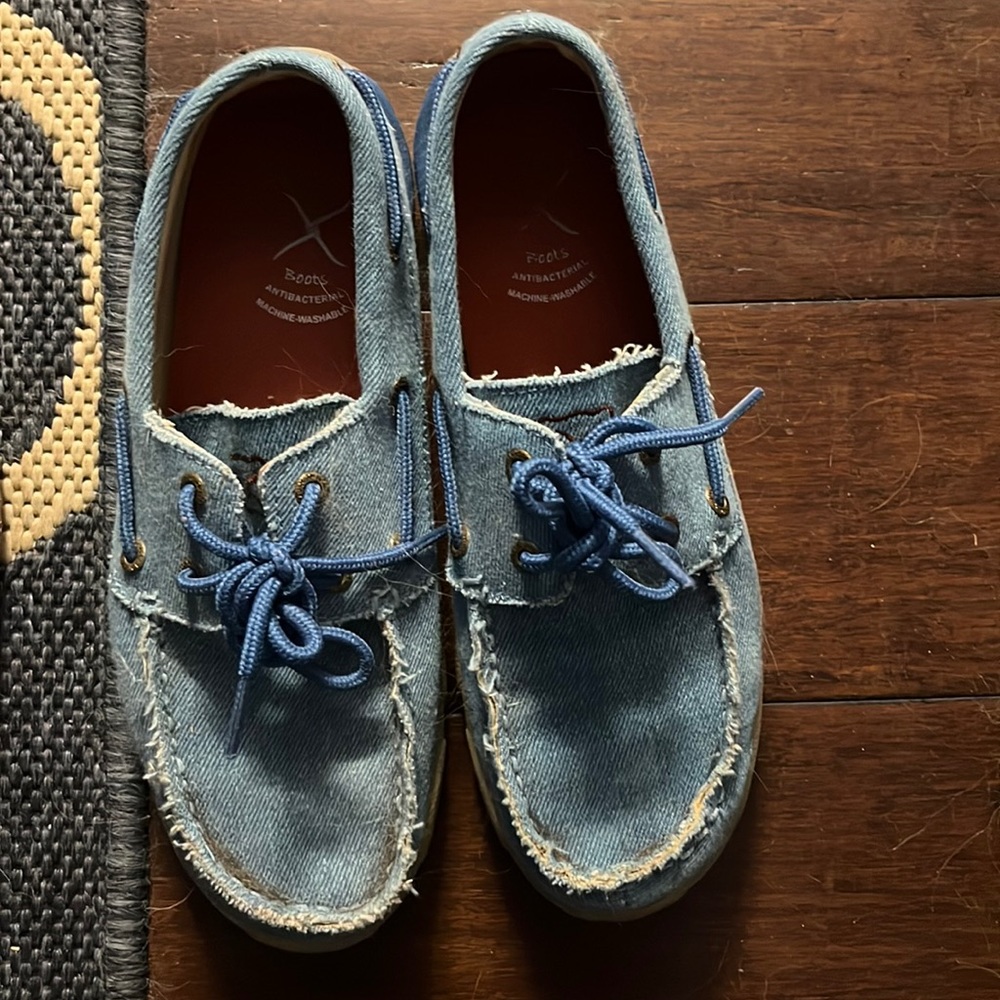 Twisted x denim boat shoes